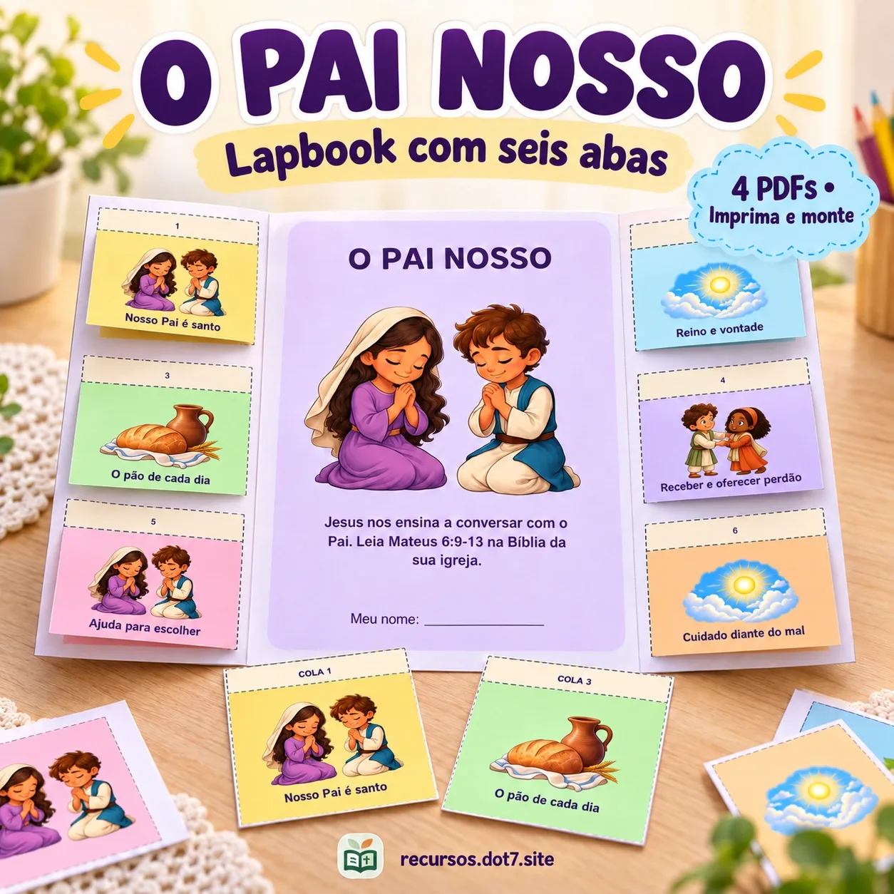 Prévia 1 de O Pai Nosso - Lapbook com seis abas de oração